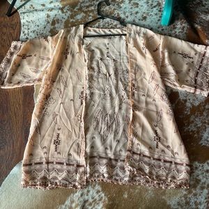 Sheer peach skull kimono